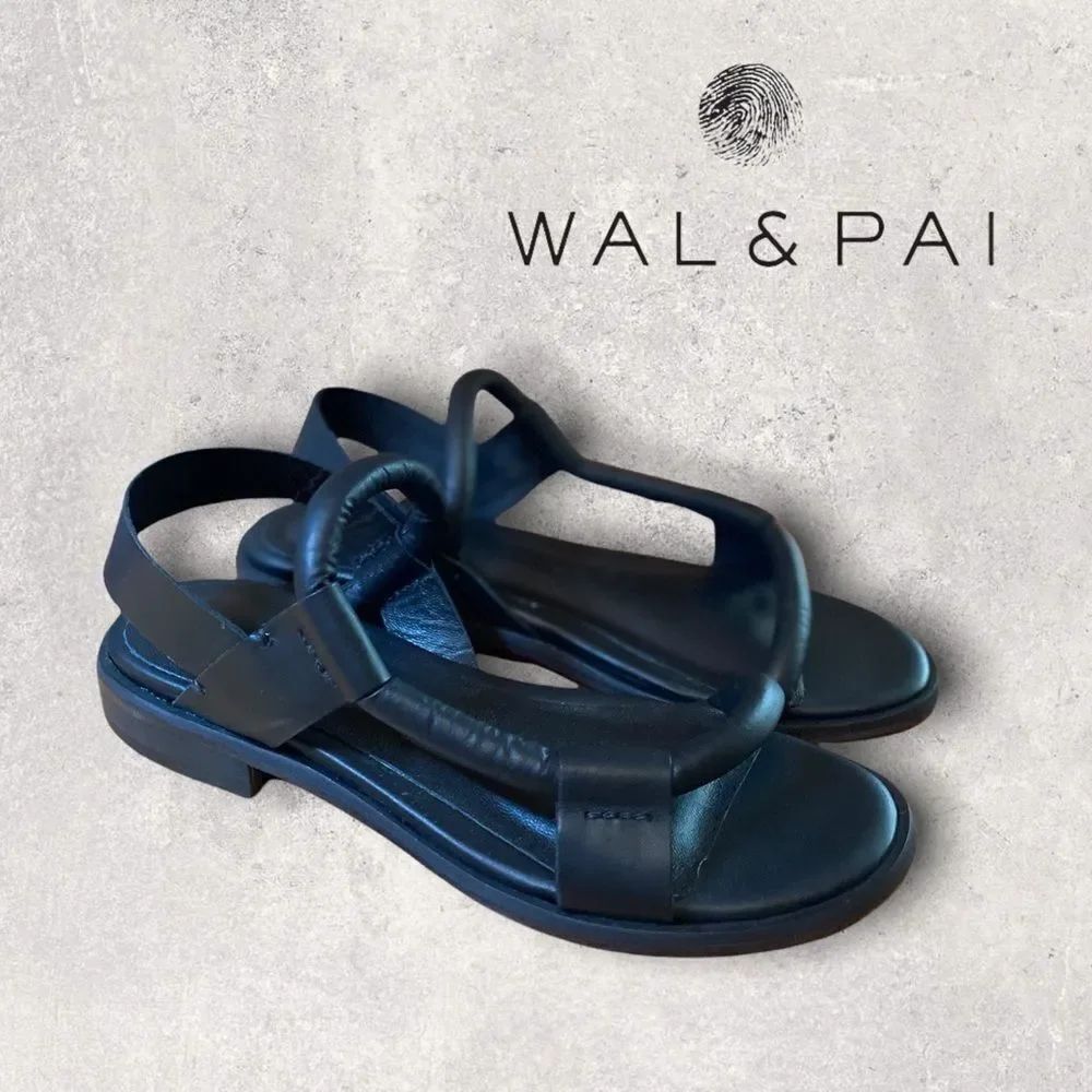 Wal & Pai Black "Sini" Women's Leather Sandals with Box 36 5.5